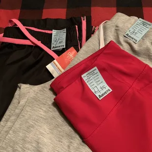 Score! Found three pairs of workout pants and the total was just $12!!
