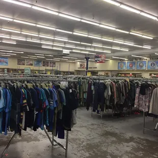 Clothing selection sorted by department and color