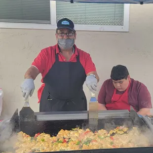 Ruben cooking the chicken
