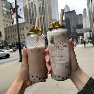 Oreo coffee smoothie and chocolate milk drink.