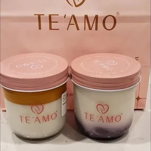 Mango and ube pudding