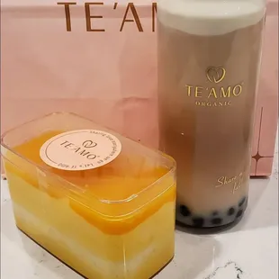 Mango dessert and milk tea Boba tea