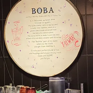 a menu for boba