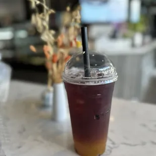 Butterfly Pea Tea (or something similar) I can&apos;t quite remember the name.