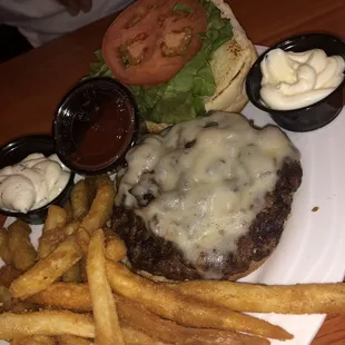 Mushroom burger &amp; fries