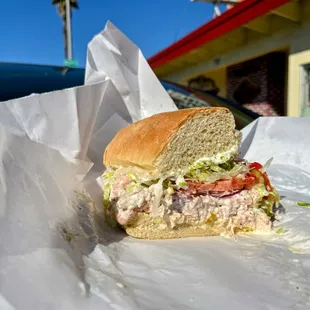 Crab and shrimp on soft sweet roll