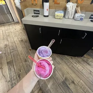 Ube and dragon fruit