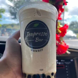Honeydew Smoothie with a shot of Espresso+Boba