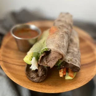 KBBQ spring rolls with special sauce!