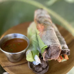 KBBQ spring rolls with special sauce!