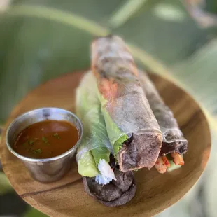 KBBQ spring rolls with special sauce!