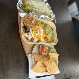 Wet Burrito Nachos (Small) chips and salsa