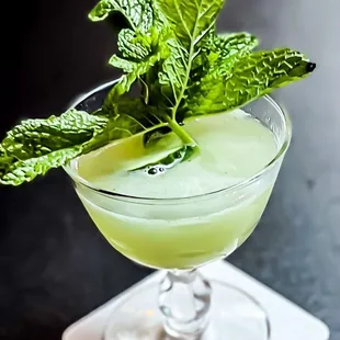 Gin, Cucumber, mint, lime drink (don&apos;t know the name). Yum