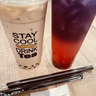 3. Black milk tea puff and Pink Butterfly Lemonade