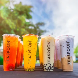 a variety of teaspoon drinks