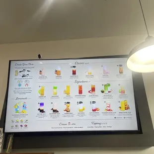 the menu on the wall