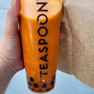 Thai iced tea with boba