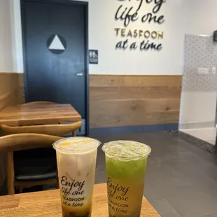 Grasshopper on the right silky mango on the left