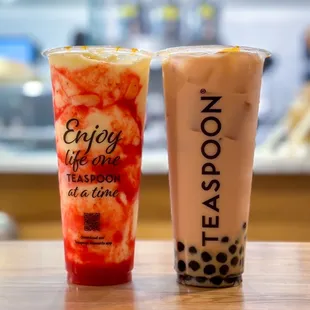 two drinks on a table