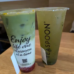 L-R: Matcha Royale Strawberry, $6.75 prior to tax. Grasshopper, $6 prior to tax