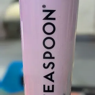 Ube Astra, Coconut infused Ube, honey boba, and creme brulee foam. Usually it looks layered