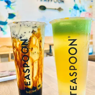 Caramel Cream w/Oreo &amp; Grasshopper w/Lychee