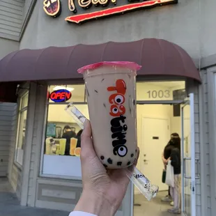Black milk tea with boba