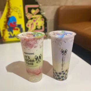 ig: @whatsviveating  |  strawberry matcha and taro horchata