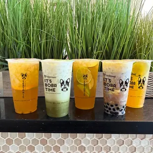 the summer breeze, super Fruit tea, Matcha man and Super lime!