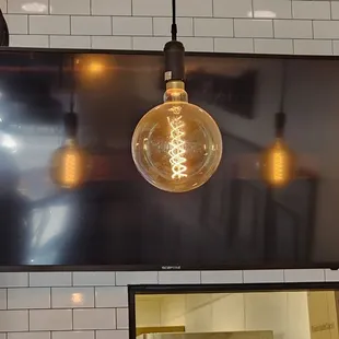 a television mounted on the wall