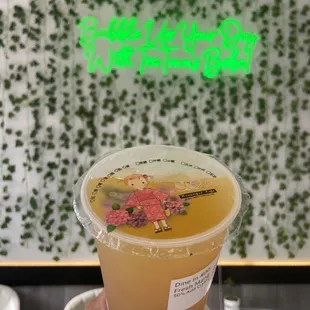 Mango green tea with crystal boba