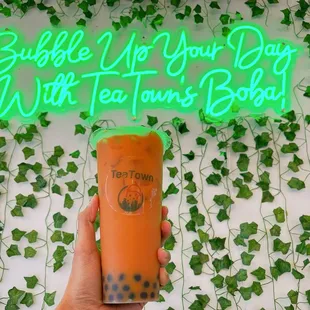 The tea flavor is strong. It tastes great with boba.