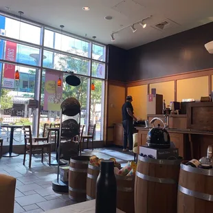 Comfortable waiting area and cool tea/coffee items for sell