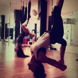 Aerial Yoga classes and parties are available