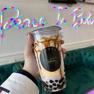 Ube cream brulee milk tea