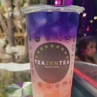 Lemonade butterfly drink with lychee and heart add ins