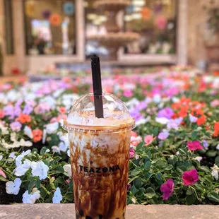 Tiger boba milk latte w/ oatmilk substitute