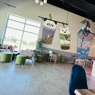 the interior of a cafe