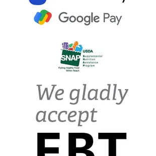 We accept EBT, WIC and many other forms of payment