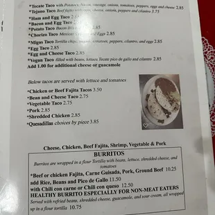 menu