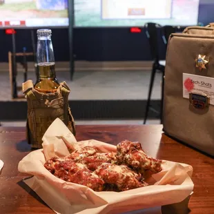 Garlic Parmesan wings and a Tactical Corona