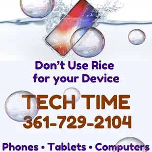 Don't use rice for your device!
