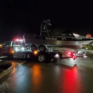 This boat had a broken hitch. Towed it home safely!