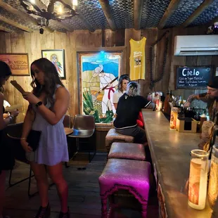 inside tables and bar