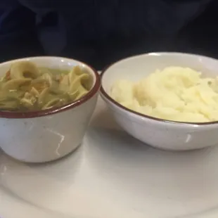 soup and mashed potatoes