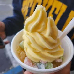 Dole Pineapple Whip with multi-colored mochi.