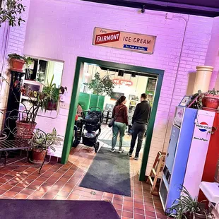 the entrance to their ice cream shop