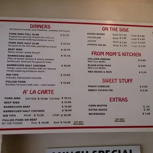 Menu at Ted's 19th Hole BBQ