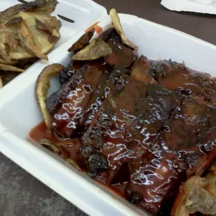 My bbq pork rib dinner for $14.00