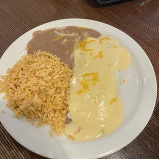 Kids burrito. Supposed to be beef and bean but we didn&apos;t see any beef